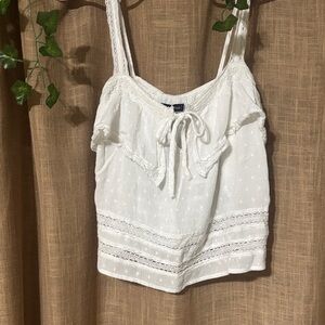 Abercrombie & Fitch White Camisole with Lace Trim